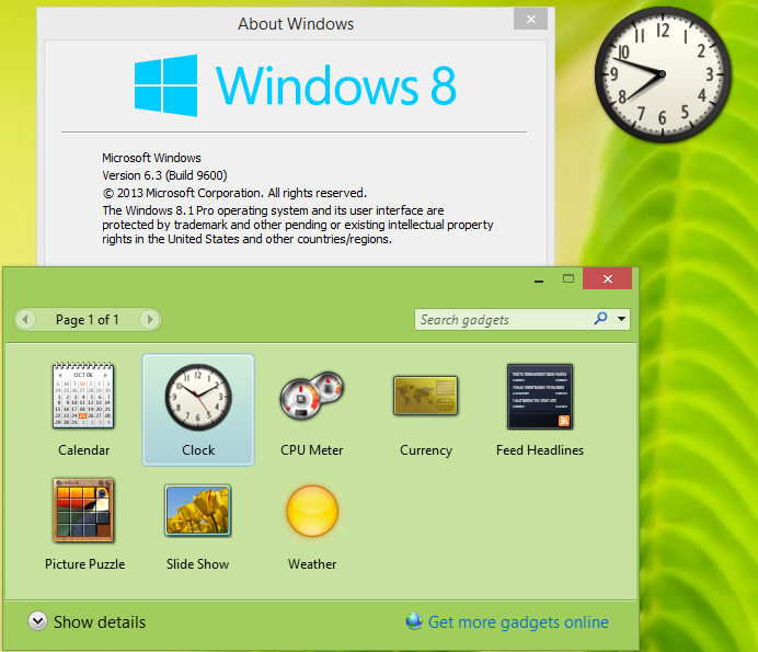 Гаджеты Windows 8